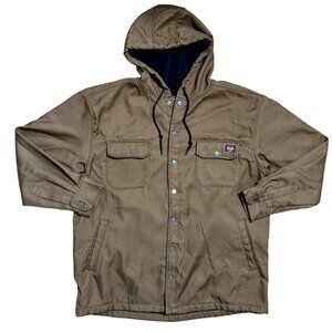 Wranglers Workwear Snap Button Brown Drawstring Hooded Jacket, Men's XL